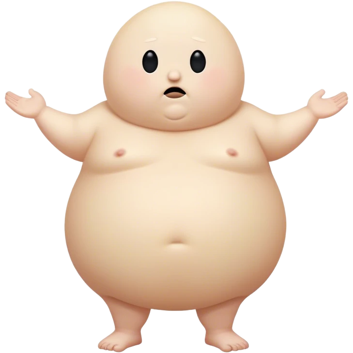 side profile of a fat pale white full body cartoon with little legs, little arms, a big round nose protruding far out from his long oval head and tiny black eyes facing right his entire body is one blob emoji