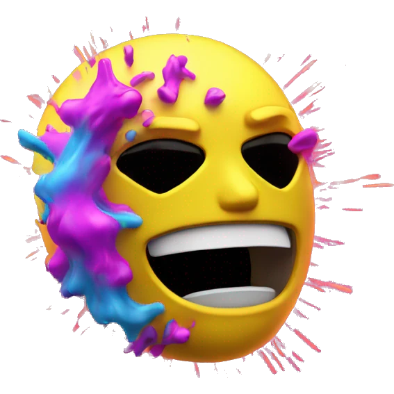 Exploding head in neon emoji