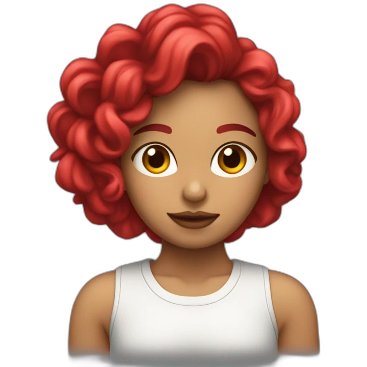 Chica pelo rizado con una rosa roja emoji