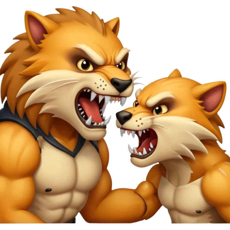 brutal fight between two animal emoji