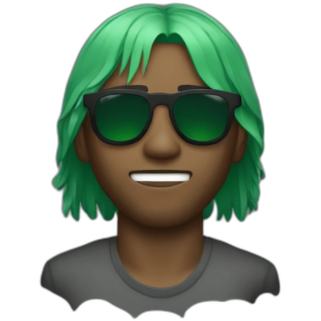Frank ocean with green hair and left hand covering his eyes emoji