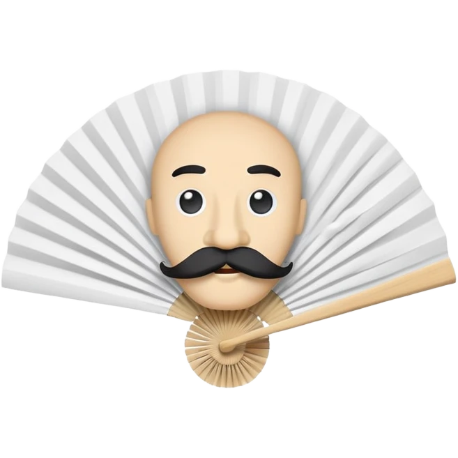 Paper fan with a face with a mustache emoji