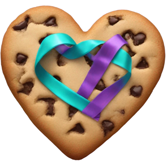 Cookie heart with teal purple awareness ribbon emoji
