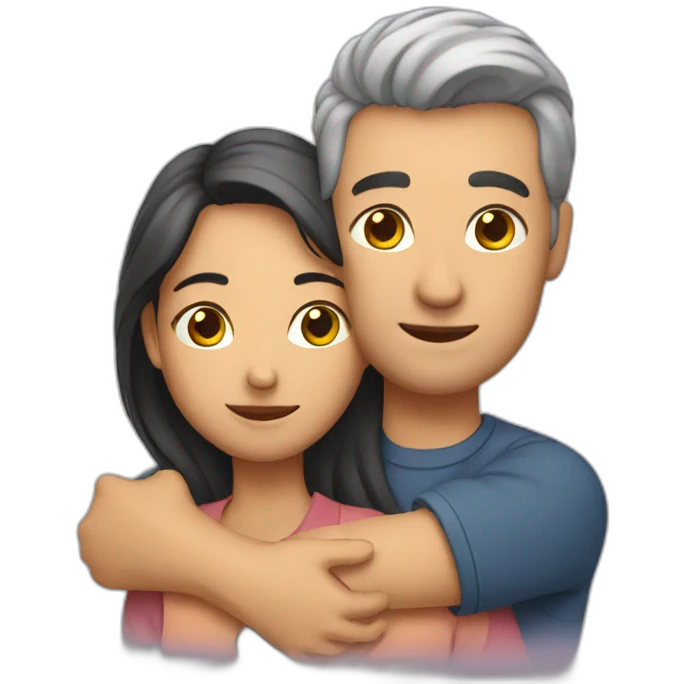 Man hugging woman from behind emoji