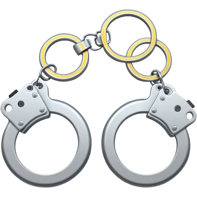 Minimalistic metallic handcuffs emoji, black and white, reflective metal, simple flat vector design, futuristic minimal style emoji