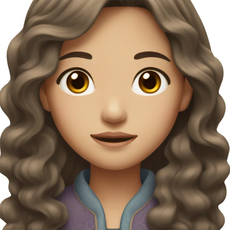 Beautiful girl,Brown hair,wavy hair，long hair,Black eyes,Chinese emoji