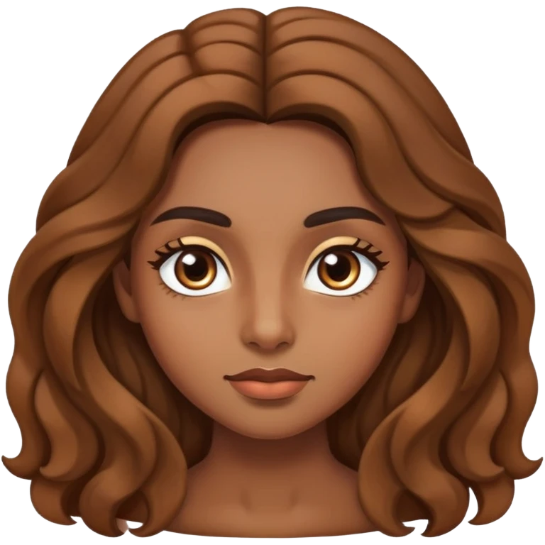 chica morena con pelo largo, ondulado, cejas de choni y ojos rasgados emoji