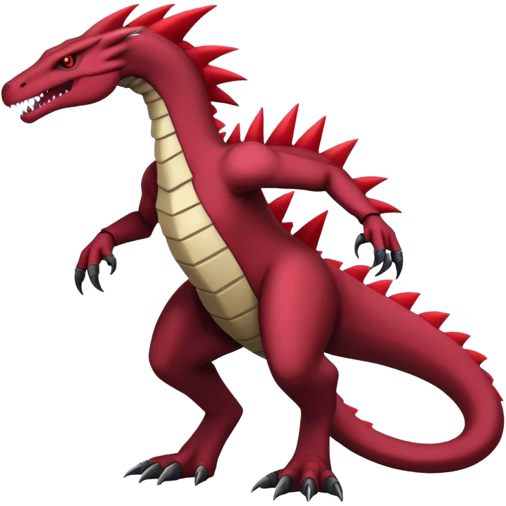 Badass cool black and red salazzle-tyranitar-hybrid, full body emoji