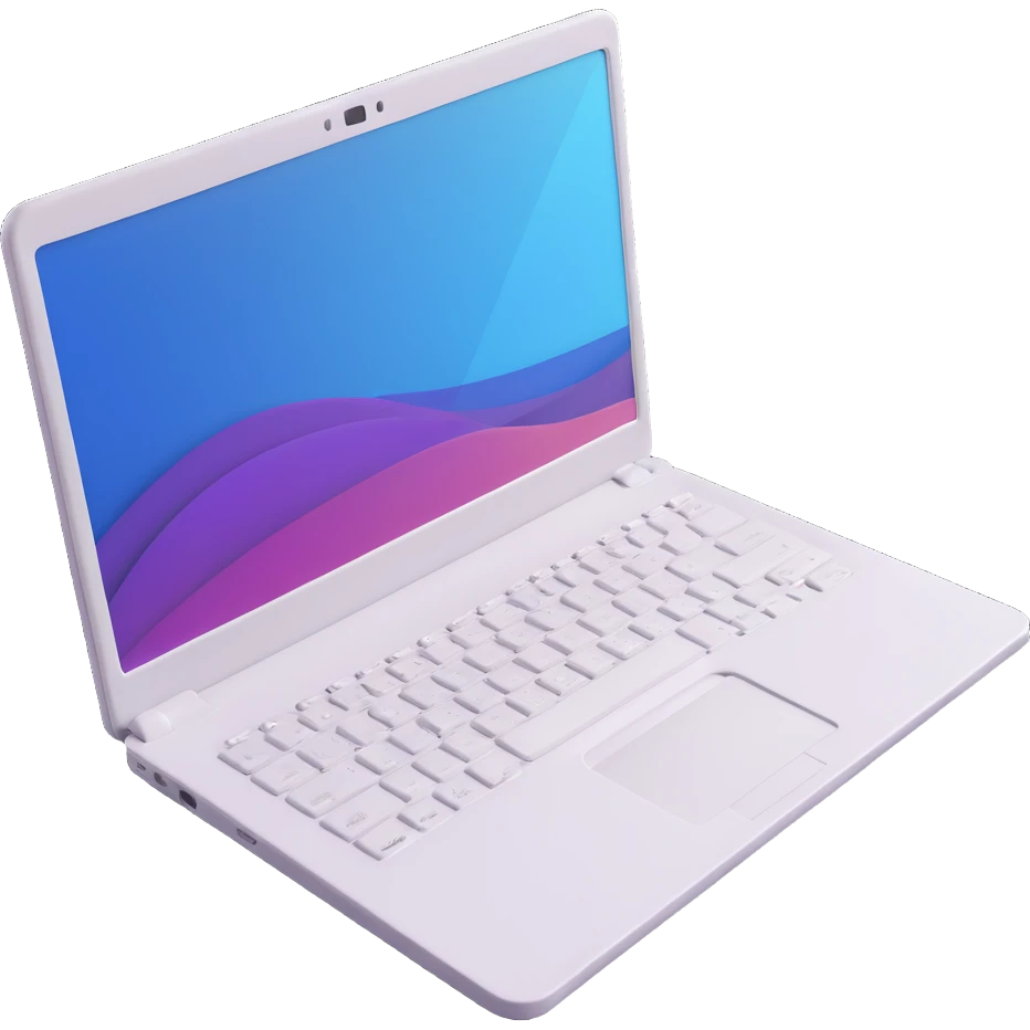 Remove the Mac logo from the laptop, keeping the rest of the image unchanged. Maintain the modern 3D Apple emoji style, soft shadows, glossy details, and transparent background. emoji