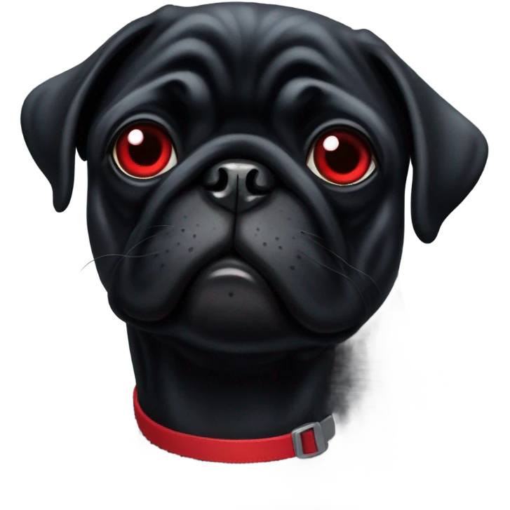 Black pug with red lips emoji