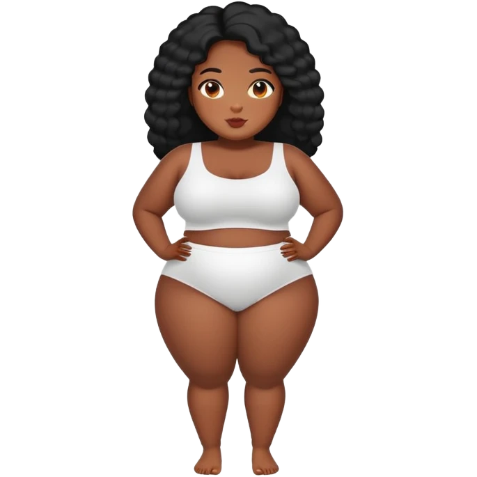 Please create a picture of a plus black girl with a flat bum emoji
