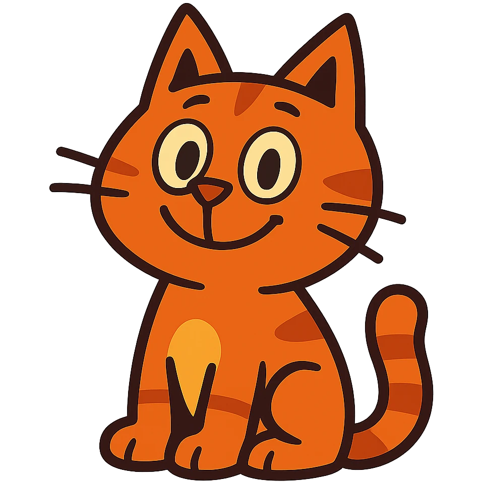 cartoon cat smiling in a simple pose emoji