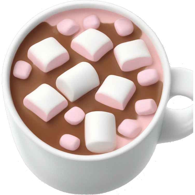 Light Pink mug of hot chocolate with marshmallows  emoji