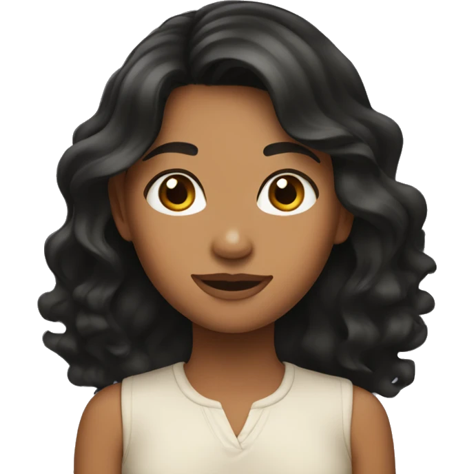 apple emoji of a girl with wavy black hair, tan skin, and brown eyes emoji