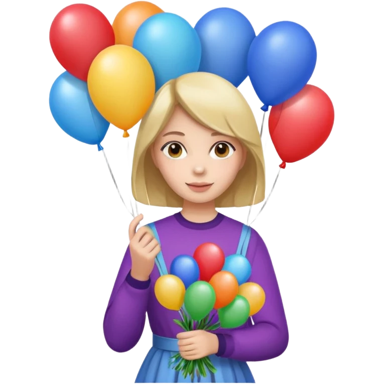Girl with bouquet of balloons emoji