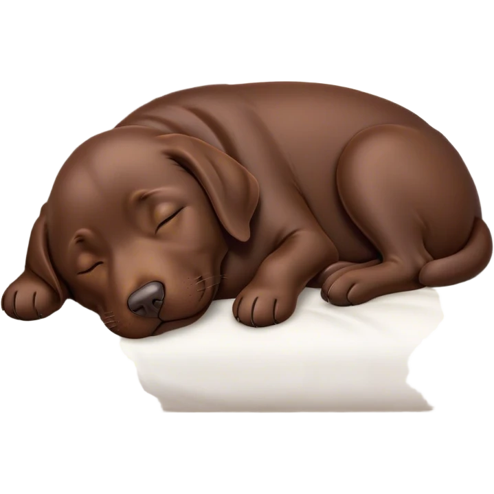 Meme-Worthy Cute Sleeping Chocolate Labrador Portrait Emoji, Head resting peacefully with a contented smile, showcasing a delightfully robust build and a luxuriously soft chocolate Fur, eyes shut in a serene nap, Simplified yet hilariously adorable features, highly detailed, glowing with a soft, drowsy light, high shine, relaxed and utterly lovable, stylized with an air of playful laziness, bright and heartwarming, soft glowing outline, capturing the essence of a comically sleepy companion, so meme-worthy it feels like it could instantly become the next viral sensation of adorable slumber! emoji