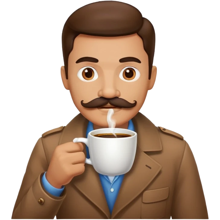 hombre con bigote tomando un cafe  emoji