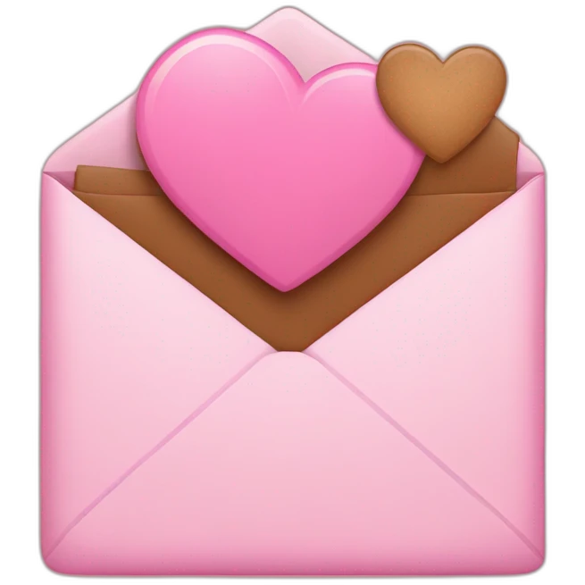 Pink mail with a brown heart emoji
