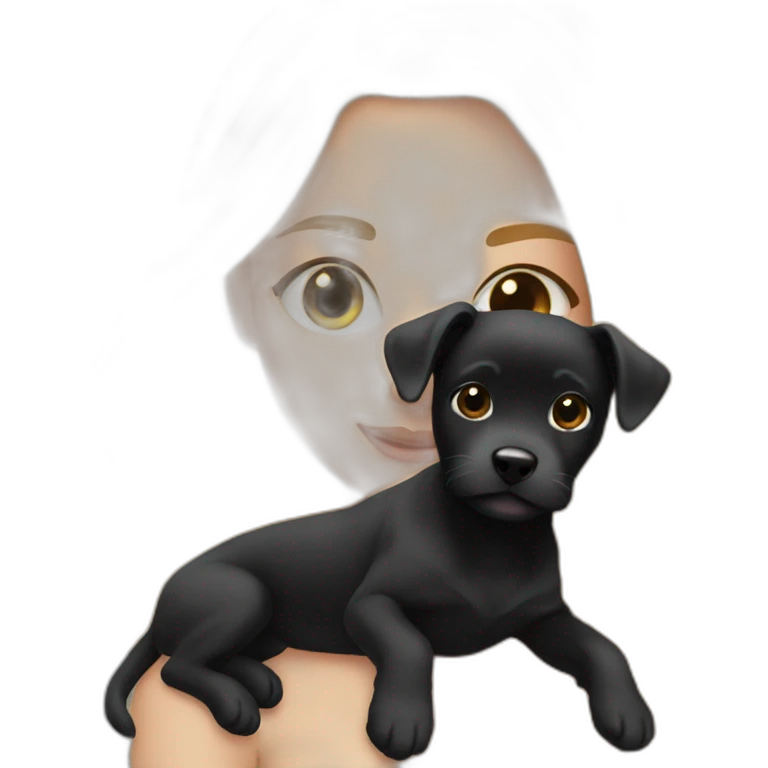 Girl blonde hair with black puppy  emoji