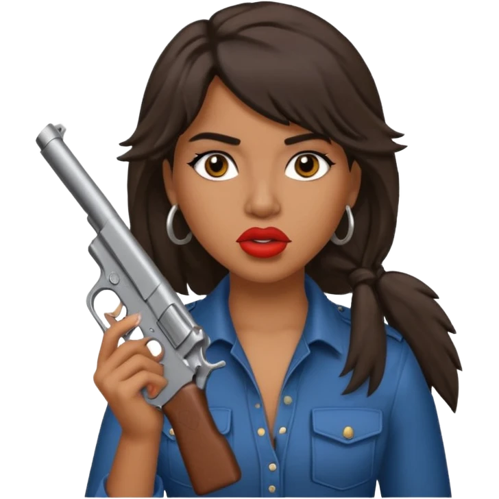 latina with mullet putting gun in her mouth emoji