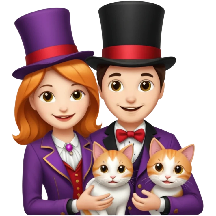 magician couple and their pet cat emoji