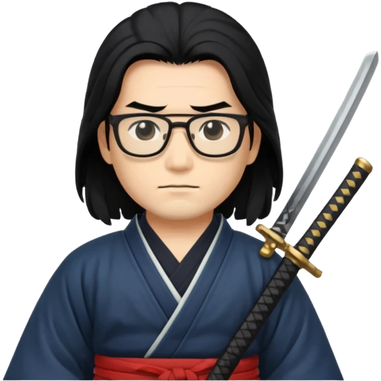 long hair samurai with glasses emoji