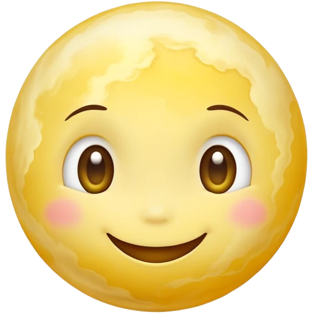 Venus planet with cloudy yellow surface and a cute happy smiling face emoji