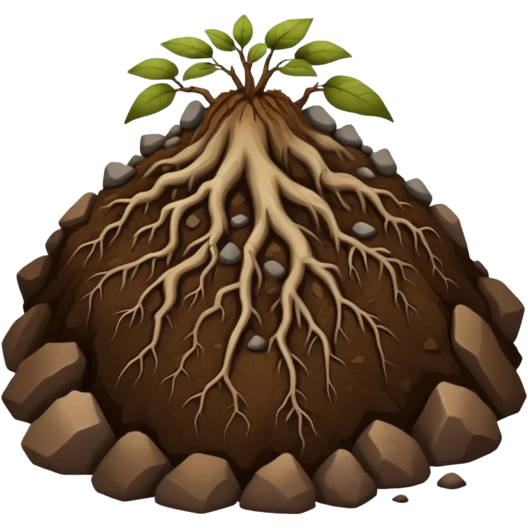Dirt with roots and rocks emoji