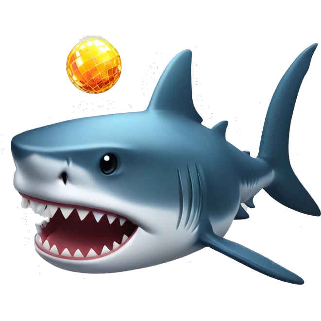 A shark with a discoball emoji