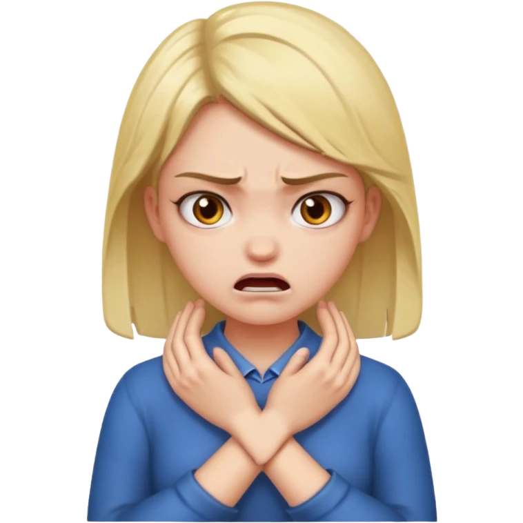 Angry girl cross holding her neck emoji
