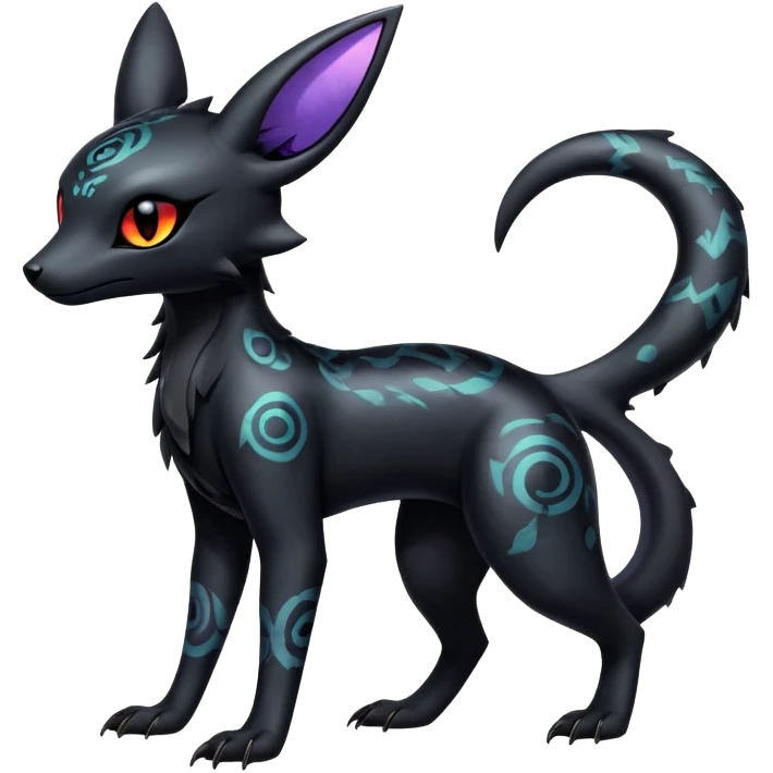 Shiny Dark Edgy Majestic Sophisticated Modern Gothic Gloomy Futuristic Salandit-Umbreon-Delcatty-Hybrid (Full body) with pattern-markings emoji