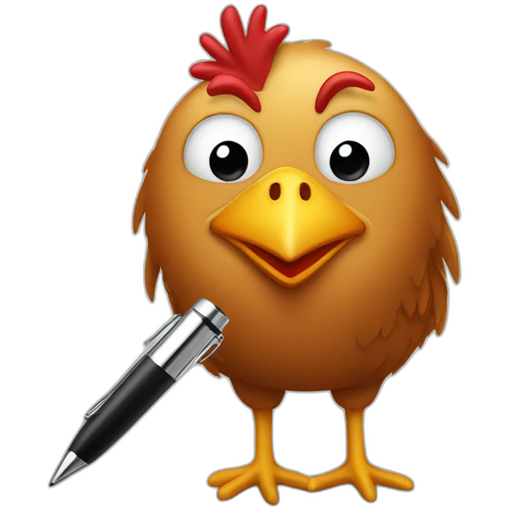 chicken with pen emoji