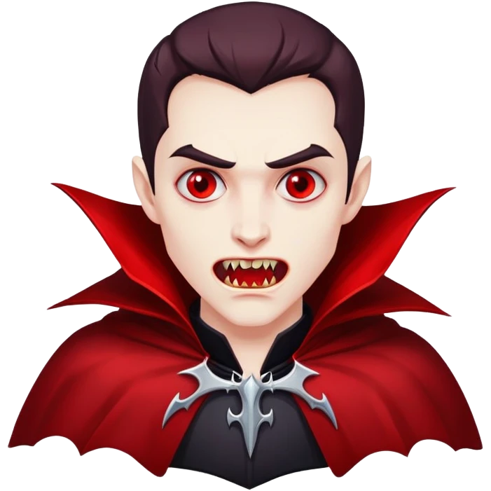 vampire with red cape and blood emoji