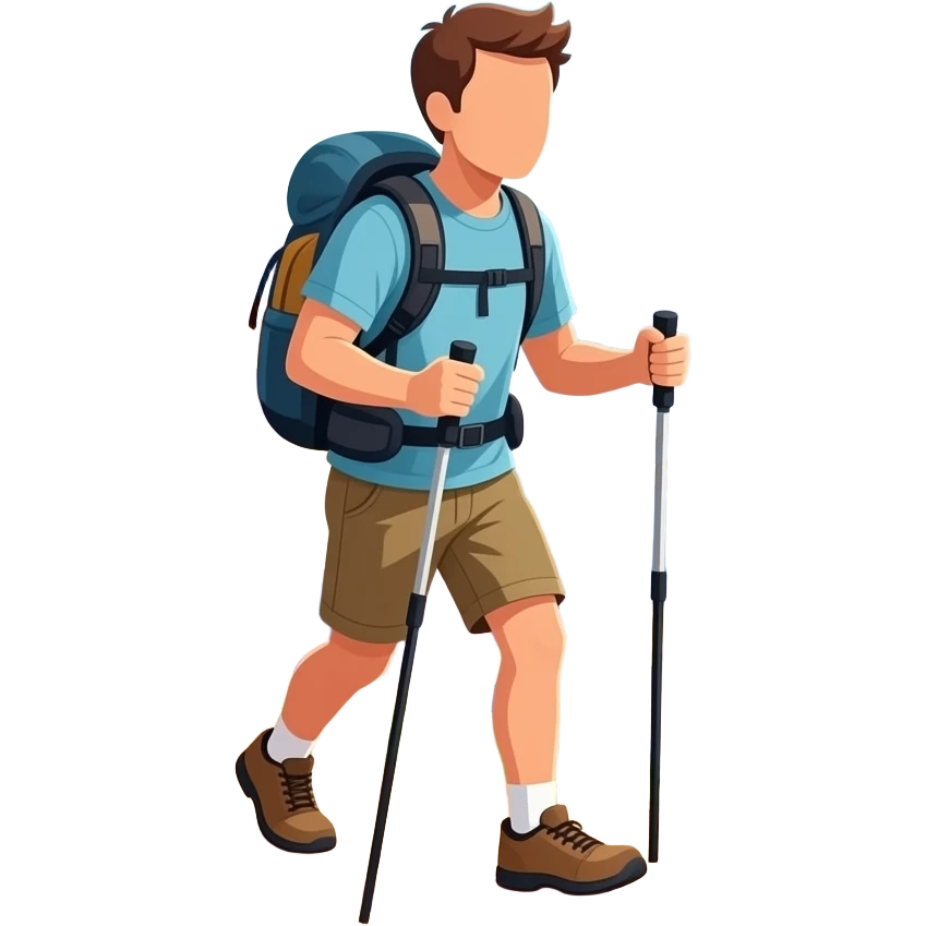 hiking down a trail grand canyon don;t show face emoji