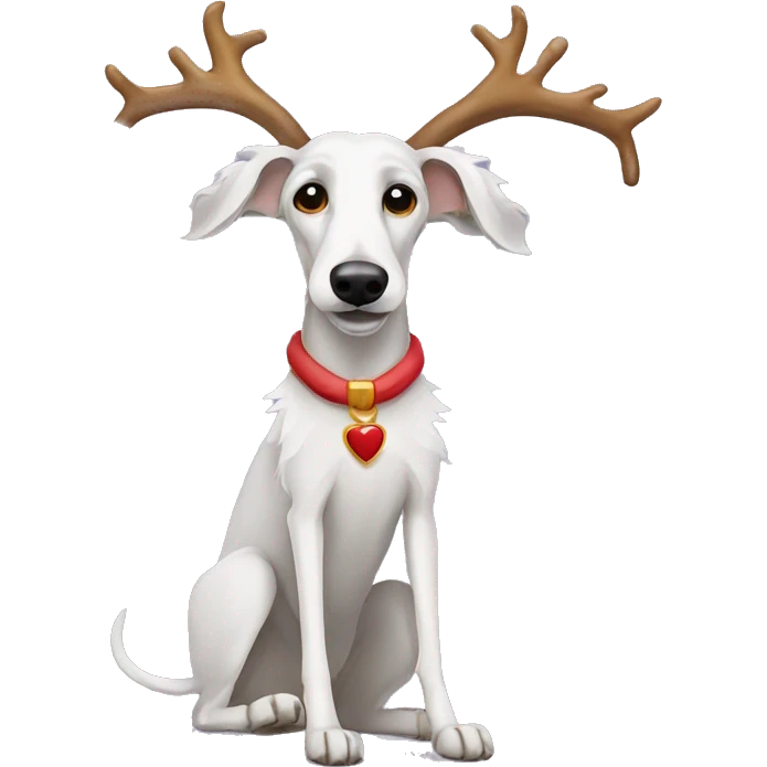 Scruffy bedlington whippet wearing antlers  emoji