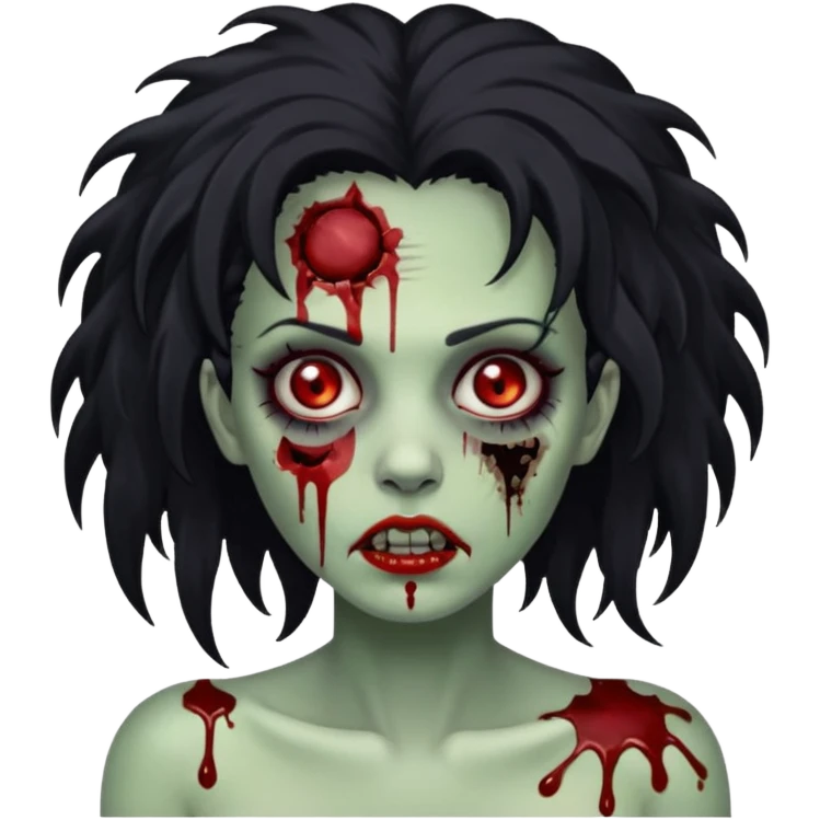 Mulher zumbi com pés escura ferimentos e um cabelo crespo cabelo preto  emoji