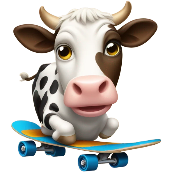 Cow riding skateboard emoji