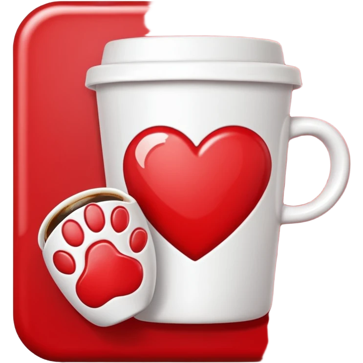 heart with a paw print and a coffee cup emoji