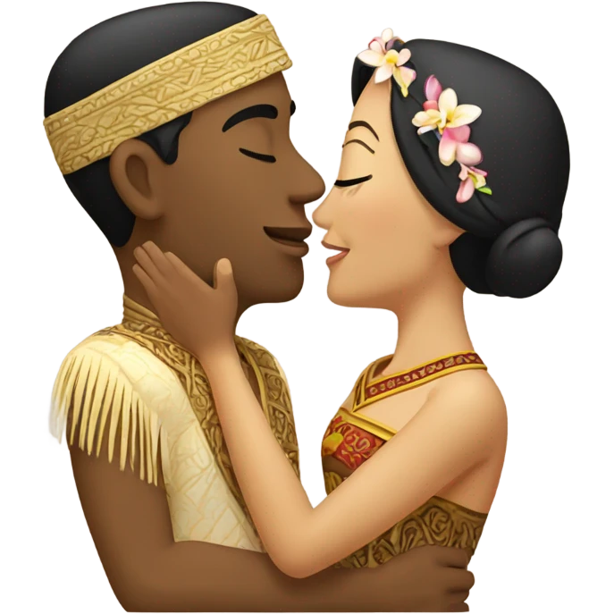 Balinese guy kisses a white-skinned Russian girl emoji