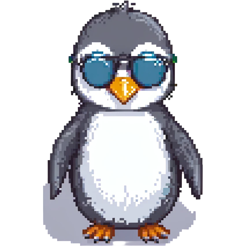 penguin wearing dark sunglasses emoji