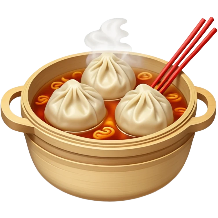 Xiaolongbao soup dumplings, steaming Chinese food, simple emoji style emoji