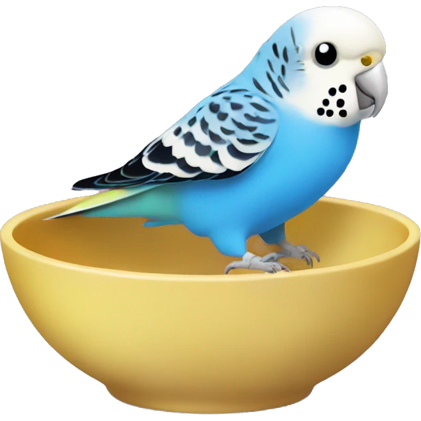 Budgie eating out of a bowl emoji