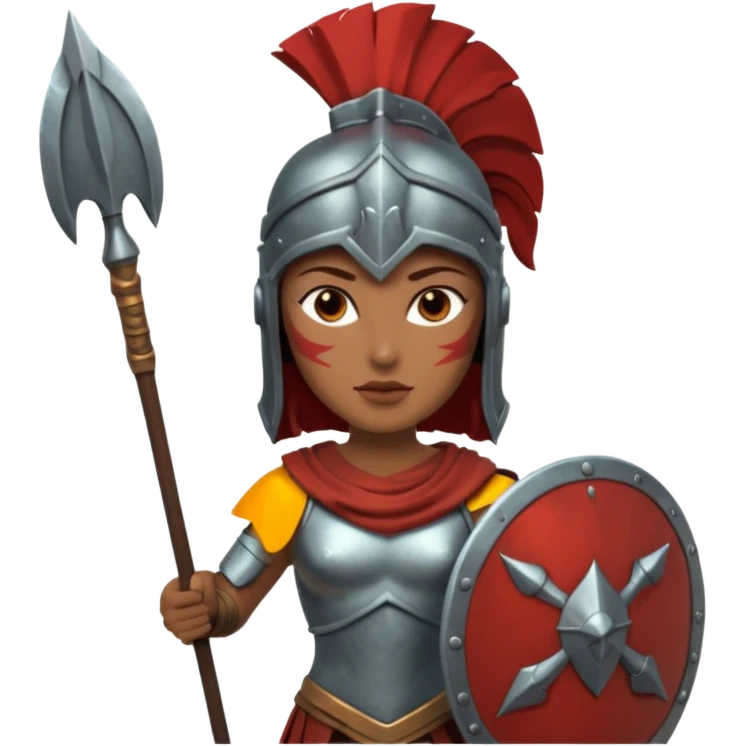 woman spartan warrior holding spear and shield emoji