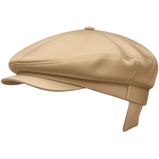 A beige Kangol flat cap from side view, isolated object, iOS emoji style, no human, light tan color emoji