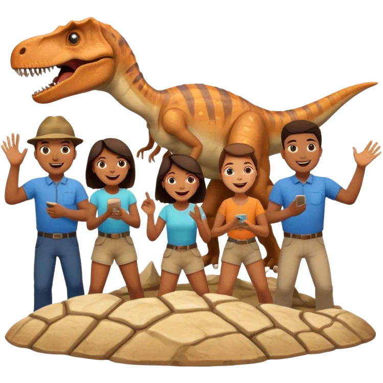 people exploring the dinosaure's gallery
 emoji