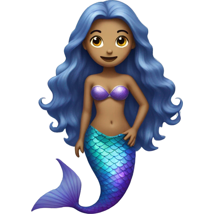 mermaid with bra, long torso and long mermaid tail emoji