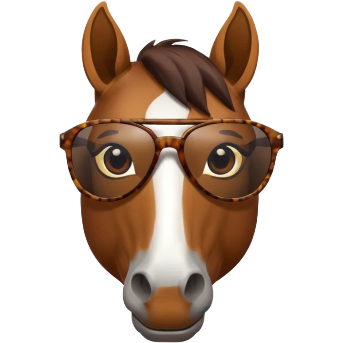 Horse face with sunglasses half rotate emoji