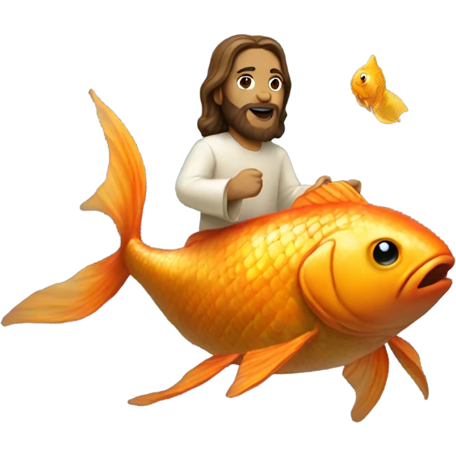 Jesus riding a goldfish emoji