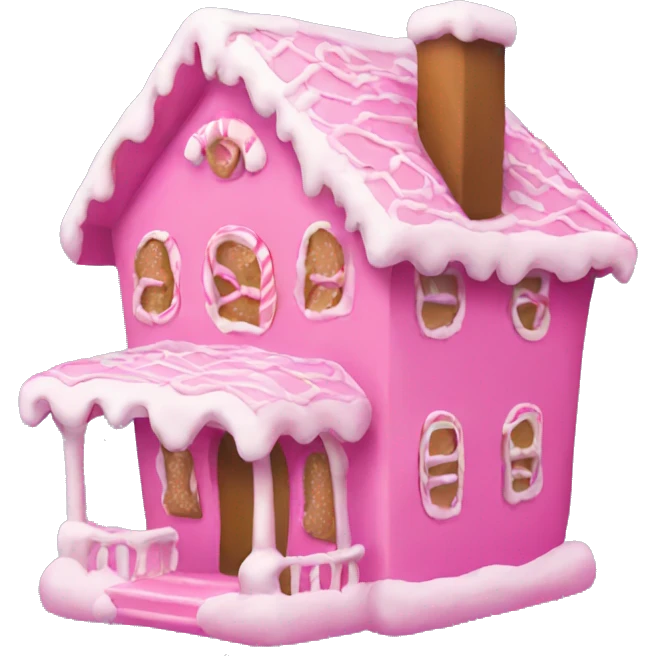 A pink gingerbread house emoji