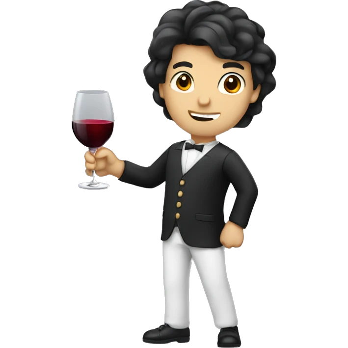 "A waiter carrying a wine glass." black hair white skin






 emoji